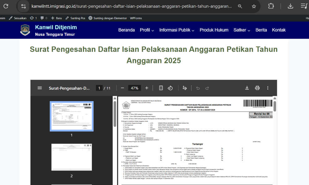 Surat Pengesahan Anggaran Petikan 2025