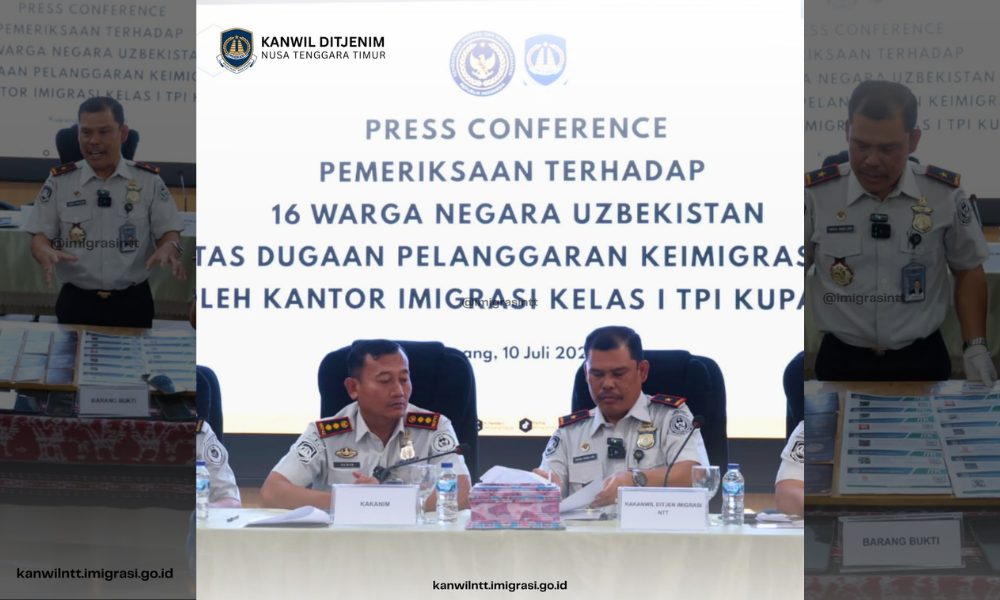 Cover Konferensi Pers Kakanwil Ditjen Imigrasi NTT Terkait 16 WNA Uzbekistan